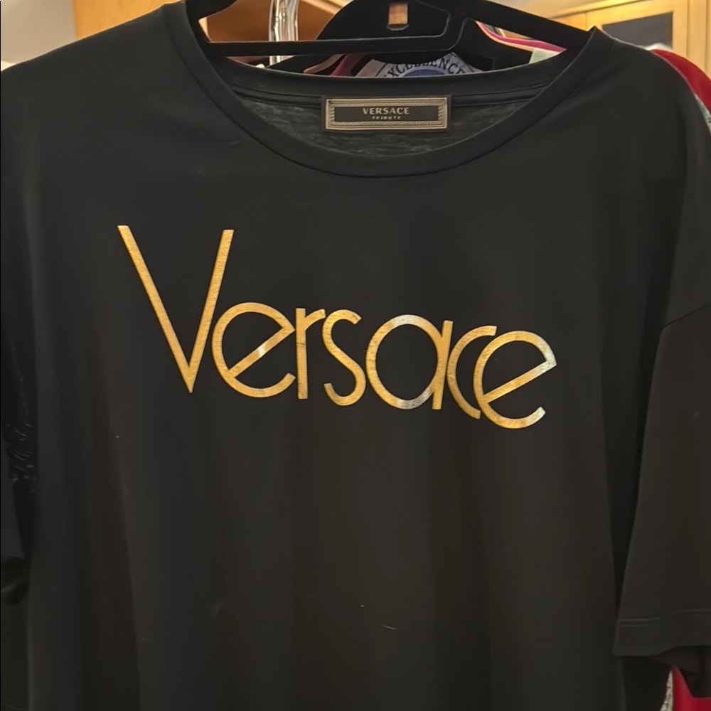 Versace Black T-Shirt with Gold Logo